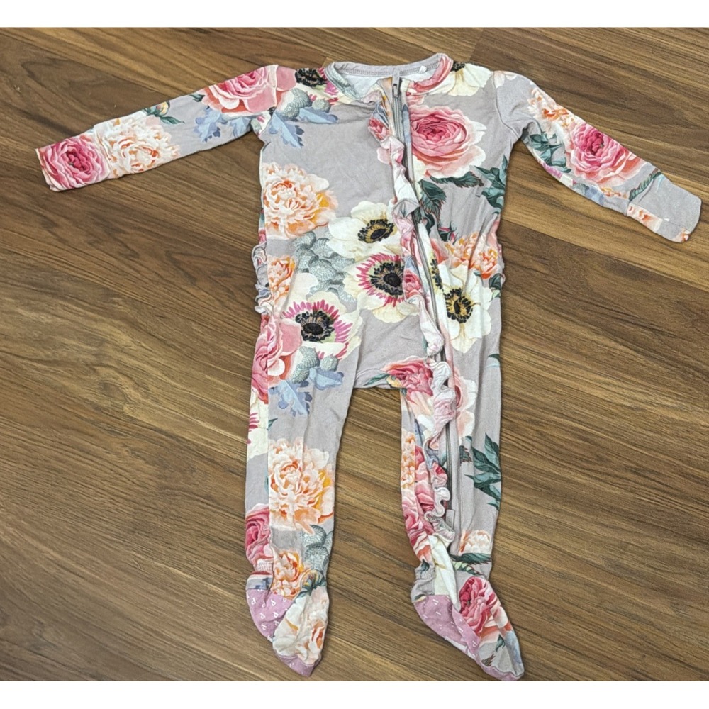 Posh Peanut Baby Girls 3-6 Months Floral Footed Sleeper Pajamas VGC Bamboo